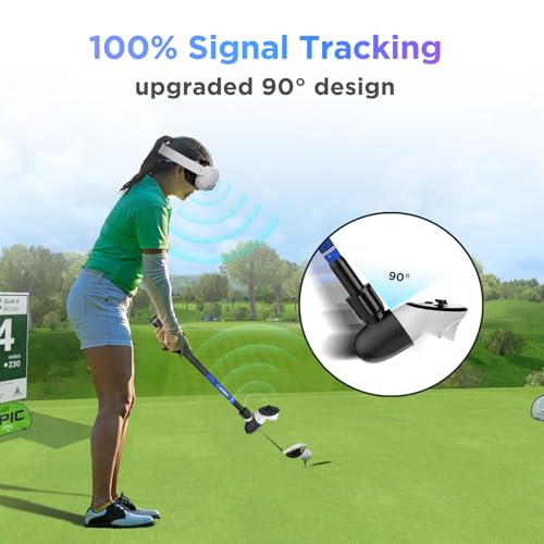 YOGES VR Golf Club Attachment Compatible with Meta Quest 3/ Oculus Quest 2 Controller, Virtual Reality Golf Handle Grips 90 Degree Design Keep Tracking for Golf VR Games (ONLY for Right Controller)