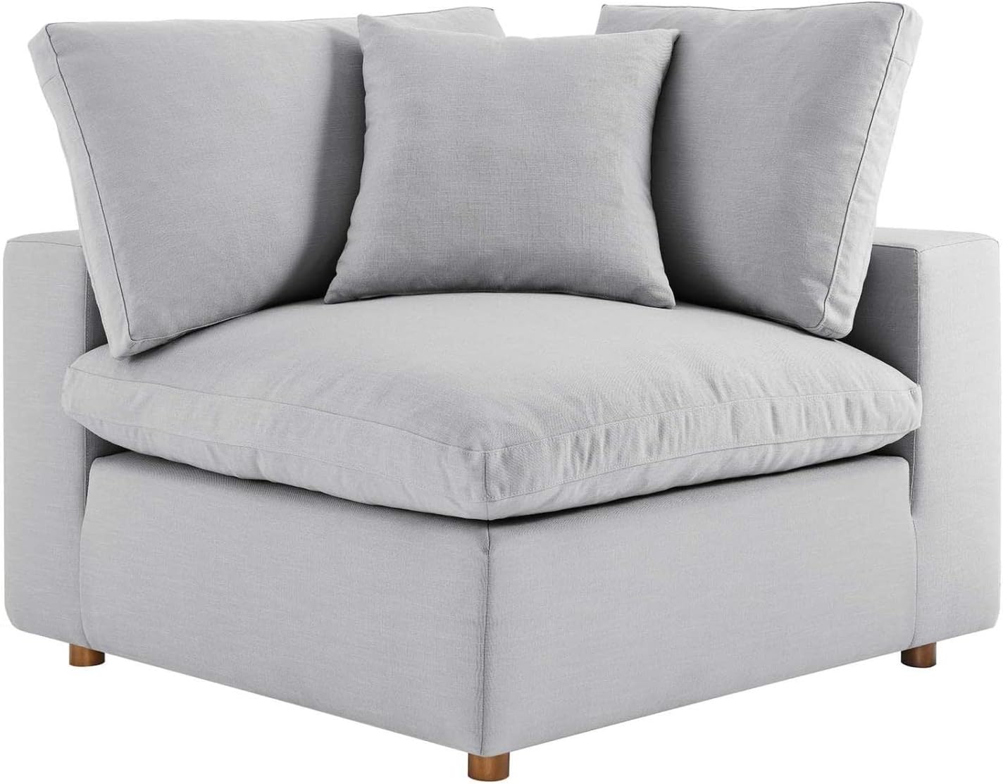 Modway Commix Fabric Down Filled Overstuffed Corner Chair in Light Gray