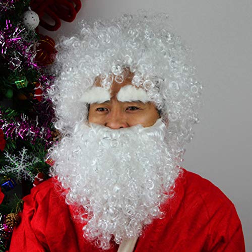 Amosfun Santa Claus Beard Christmas Gnome Beard Santa Costume Gnome Beard Costume Masks Santa Claus Wig Santa Outfit Beard Short Beard Santa Christmas Costume White Cosplay White