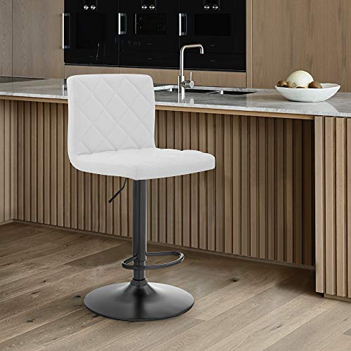 Armen Living Duval Modern Adjustable Height Swivel Red Faux Leather Swivel Bar Stool for Kitchen Island Counter