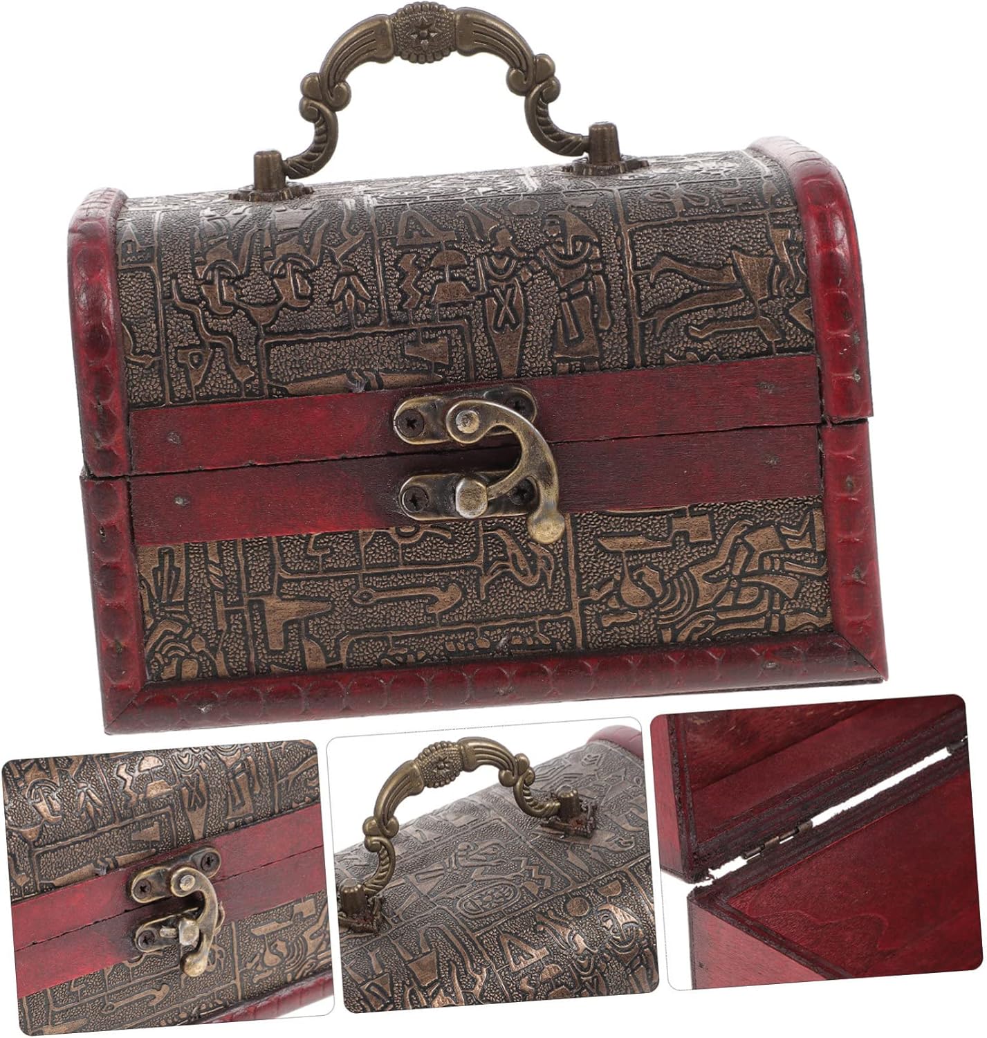 Didiseaon Box Wooden Container Vintage Trunk Vintage Trinket Organizer Vintage Decor Ornaments Storage Container Pirate Decor Storage Trunks Wood Container Accessories Jewelry Bamboo