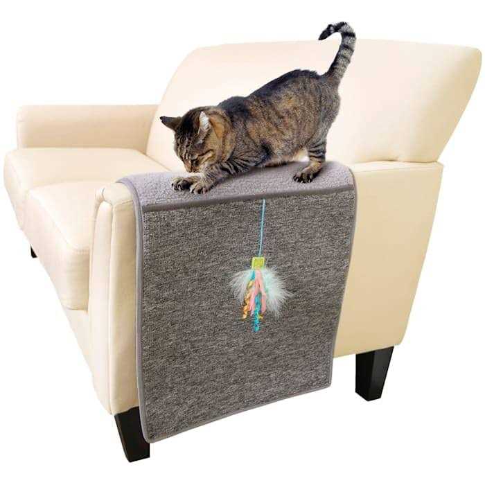 Petlinks Claw Cushion Furniture Protecting Carpet & Sherpa Cat Scratch Mat with Dangling Ribbon Toy - Pet Supplies online store