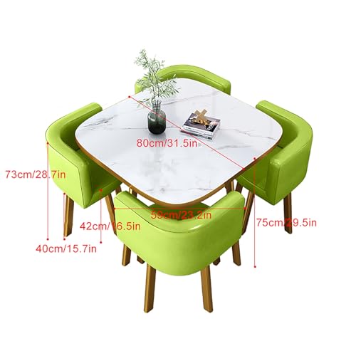 Square dining table set with chairs - modern space-saving furniture for business, lounge, living room - Cream