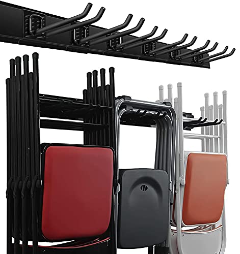 Wallmaster Garage Storage Organization Wall Mount, Garden Tool Rack Organizer Heavy Duty Folding Chair Hangers with 12 Adjustable Hooks 96inch Tracks Max Load 530lb