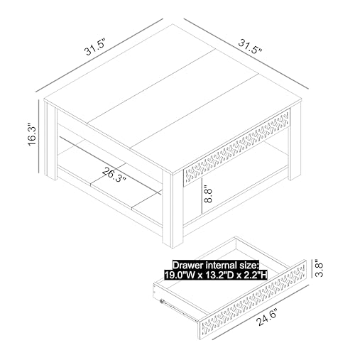 Galano Doyle End Table - Bedside Tables for Bedroom - Small End Table - Sofa Side Table - Drawer Glides - Easy Assembly - Knotty Oak