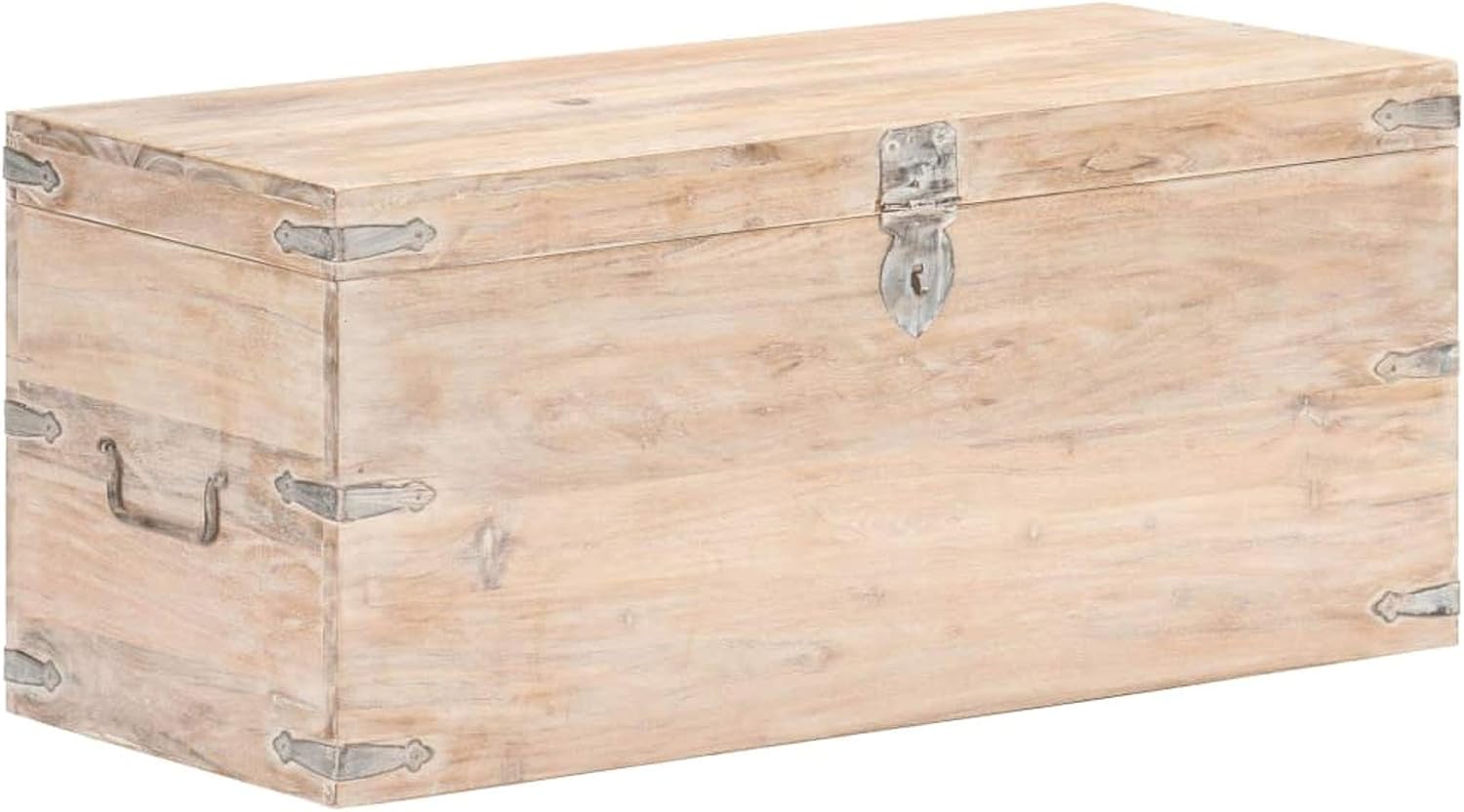 Tidyard Chest 35.4 x 15.7 x 15.7 Inches Solid Acacia Wood Blanket Storage Box, Wooden Trunk for Living Room, Bedroom, Closet, Home Organizer A