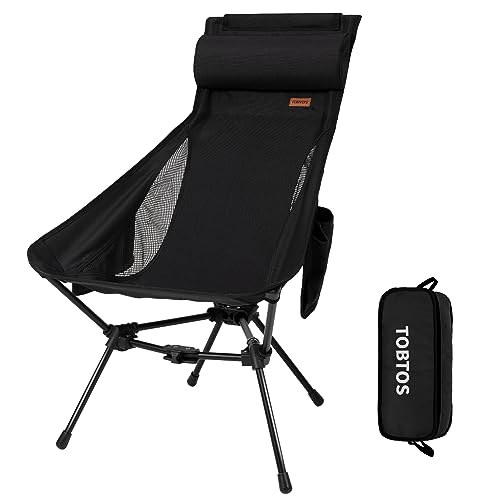 TOBTOS High Back Camping Chair, Lightweight Camping Chair with Headrest, Stable Portable Folding Chair for Outdoor Camp, Hiking, Backpacking(Green)