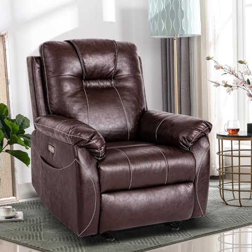 Electric Power Recliner Chair, Electric Recliner Sofa with Massage & Heat, Power Recliner for Living Room(1PC, Dark Brown)