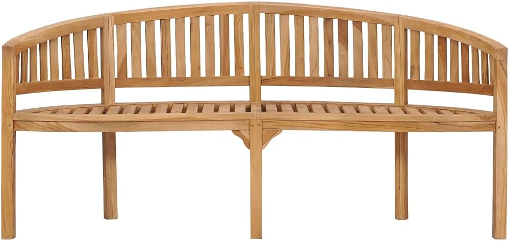 Outdoors Wooden Slatted Garden Bench with Backrest Lounge Chair Dining Chair Banana Bench for Porch, Balcony, Deck, Garden, Backyard