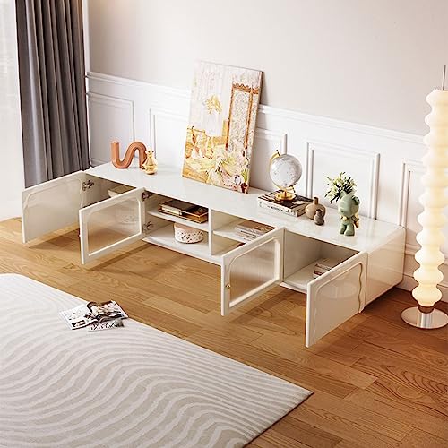 Tv Stand Tv Table Stand 78.7 Inch TV Cabinet Creative Cream Floor Cabinet Living Room Sideboard Cabinet Bedroom Locker with 4 Lockers Tv Stands for Living Room