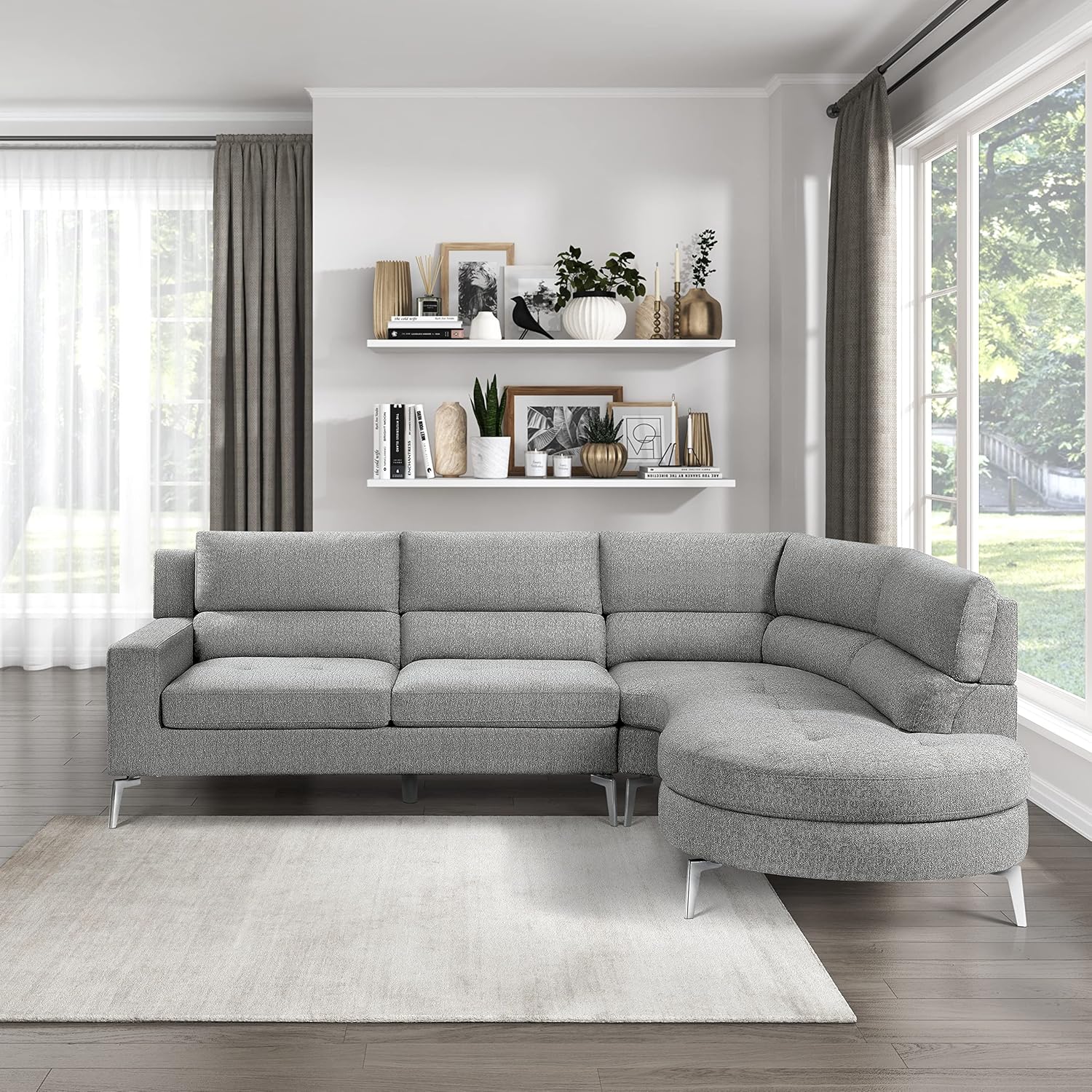 Lexicon Rivera Sectional Sofa Chaise, Gray