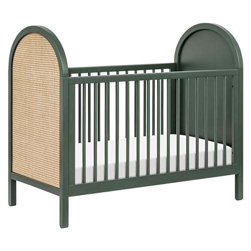 babyletto Bondi Cane 3-in-1 Convertible Crib with Toddler Bed Conversion Kit in Honey with Natural Cane, Greenguard Gold Certified