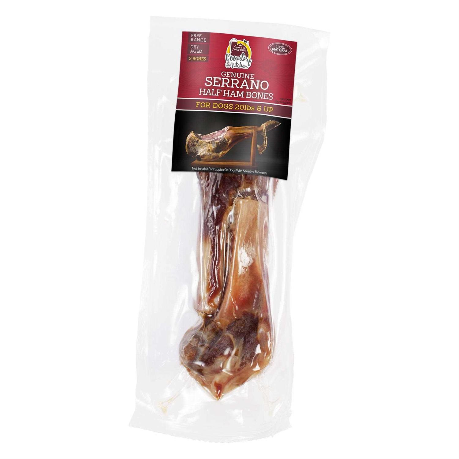 Country Kitchen Genuine Serrano Half Ham Bones Dog Treats - Pet Supplies online store