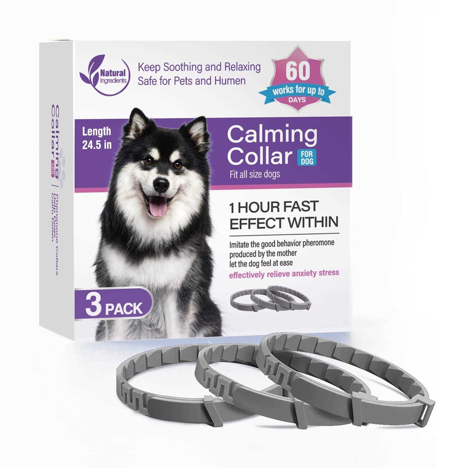 Dogs Calming Pheromones Collar 3 Packs Lasts 60 Days Relieve Reduce Anxiety or Stress 25 Inches Adjustable Relaxing Comfortable Collar Breakaway - Pet Supplies online store