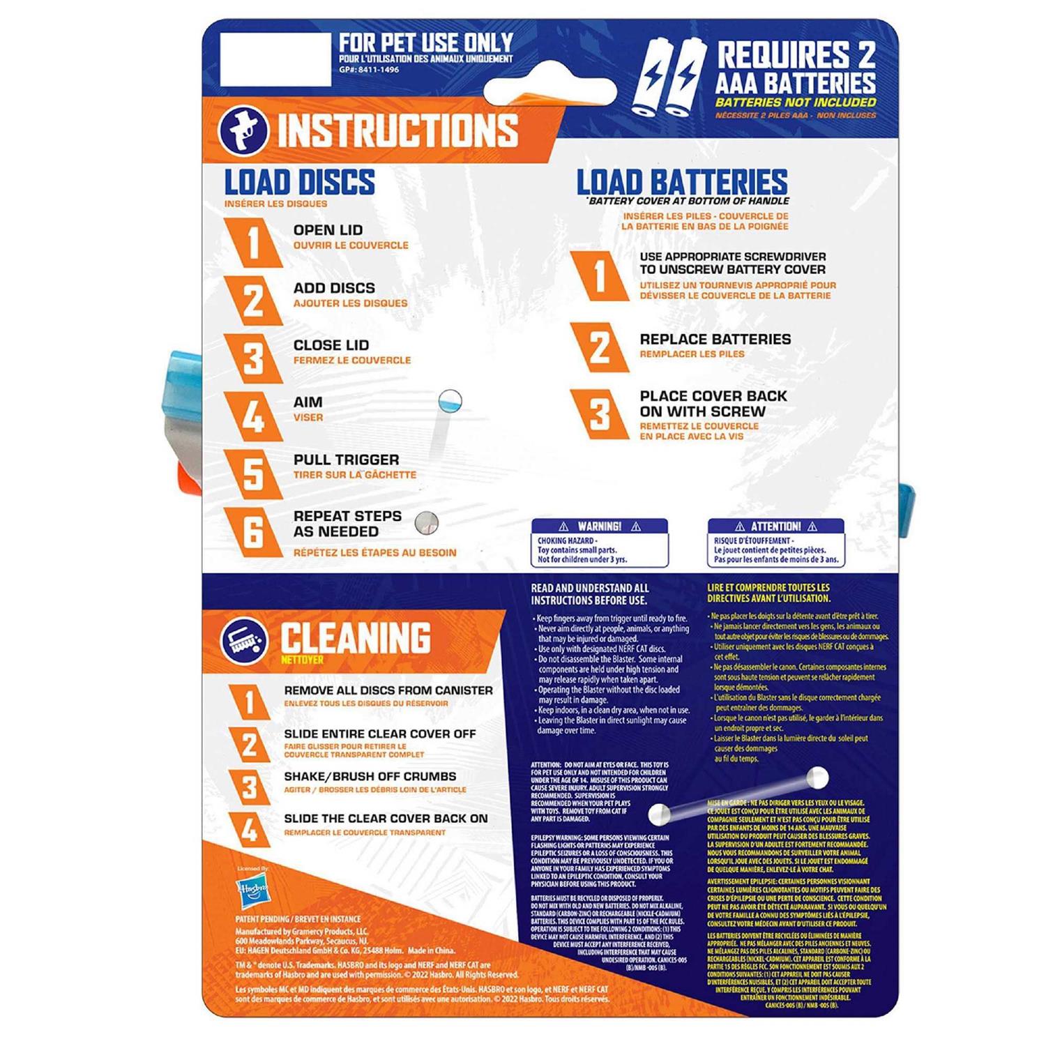 Nerf Catnip Disc Blaster Cat Toy - Pet Supplies online store