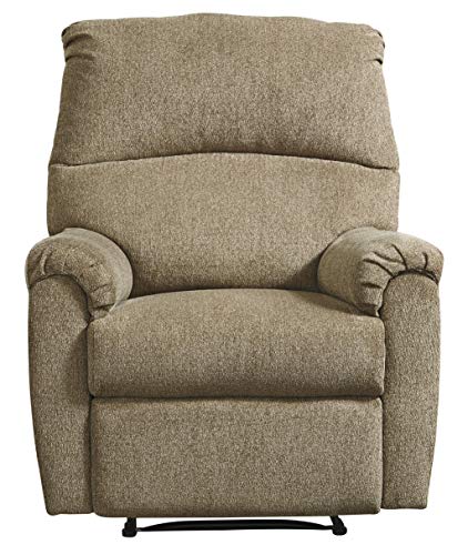 Benjara Fabric Upholstered Zero Wall Recliner with Pillow Top Armrests, Beige