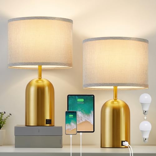 3 Color Temperature Small Table Lamp for Bedroom, Bedside Desk Reading Lamps, 21.5