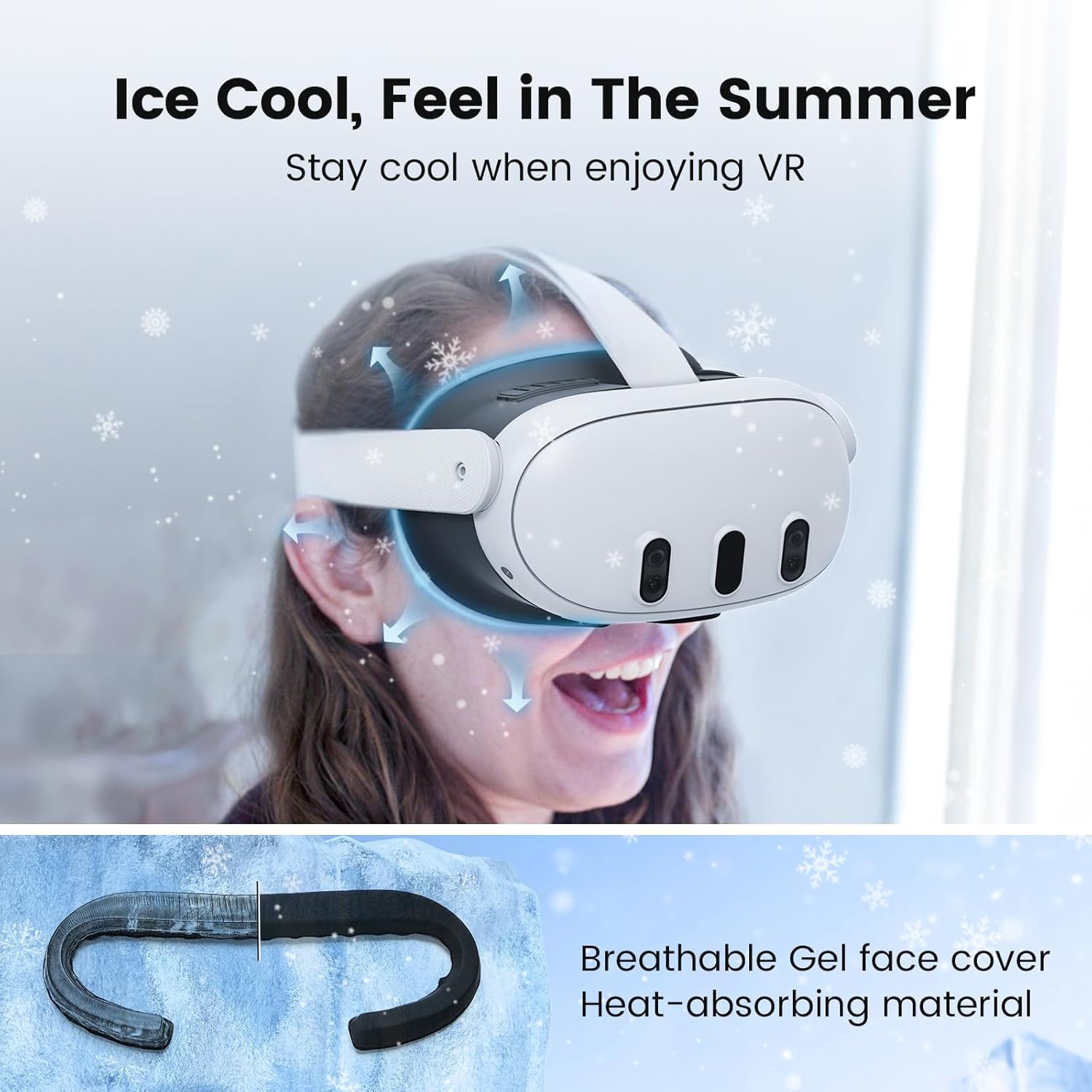 Face Cover Pad for Oculus Quest 3, 2 Replacement Face Cushion Pad(1 Cooling Gel, 1 PU Leather) with Facial Interface Frame, VR Accessories Set for Meta Quest 3 Including Anti-Leakage Nose Pad