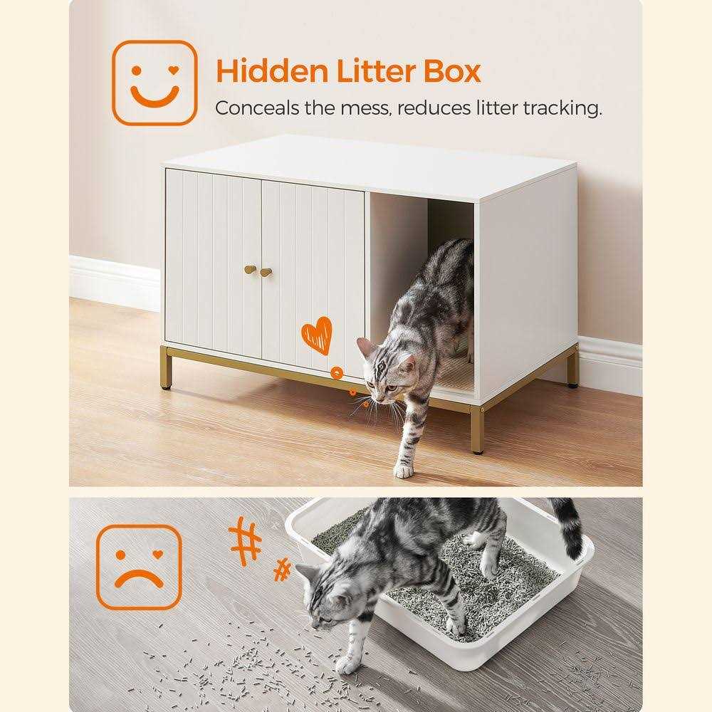 Feandrea Litter Box Enclosure Modern Cat Litter Box Furniture Hidden with Scratching Mat - Pet Supplies online store