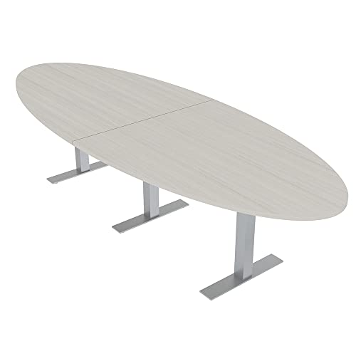 8 Person Conference Table with Metal T Bases | Modular Oval Meeting Table | Harmony Series | 10Ft | Asian Night