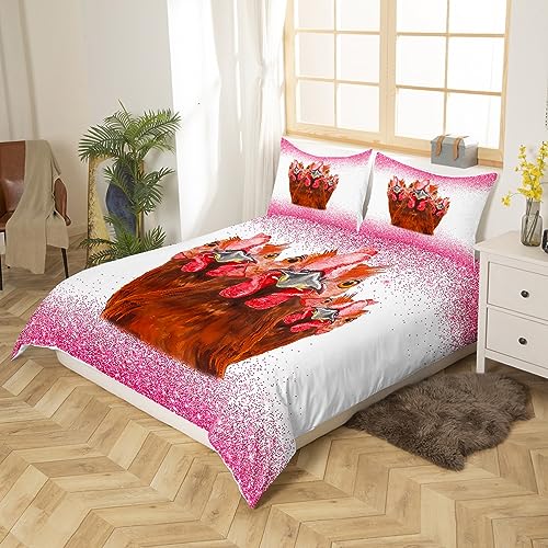 Princess Style Duvet Cover,Children Pink Luxury Bedding Set,Carriage Comforter Cover for Girls Kids Room Decor,Women Cute Cartoon Lightweight Bedspread Cover Queen Size with 2 Pillow Cases