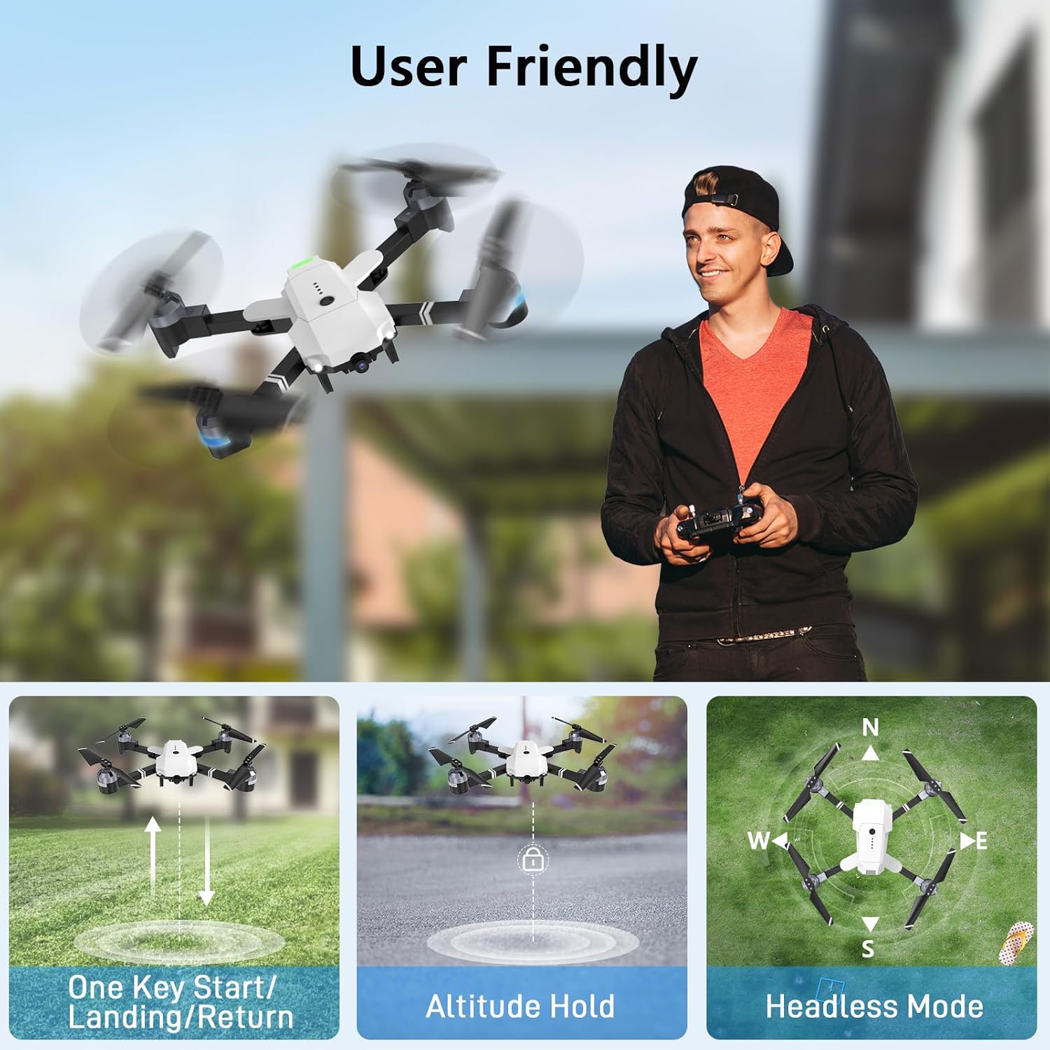 ATTOP Drone with Camera for Adults, 1080P Live Video Camera Drone for Kids 8-12, Beginner Friendly with 1 Key Fly/Land/Return, FPV Drone w/Emergency Stop, VR Mode, 360° Flip, 2 Batteries, Gift Ideas