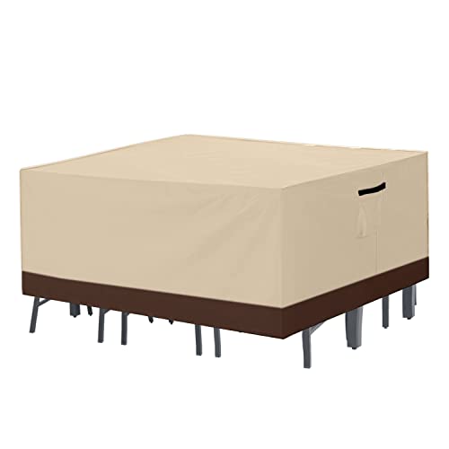 ABCCANOPY Outdoor Rectangular Patio Furniture Covers 600D Oxford Heavy Duty Table Cover Waterproof Windproof Anti-UV Dust Proof Protective Covers Dining Table & Chair Set Cover 90x64x28 inches