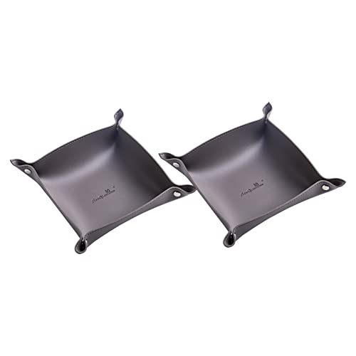 SANQIANWAN Leather Jewelry Valet Tray for Women and Man, Portable Entryway Table Tray Bedside Nightstand Desk Tray Small Catchall Travel Dish Plate for Key,Wallet,Watch,Coin (Light Blue-B)