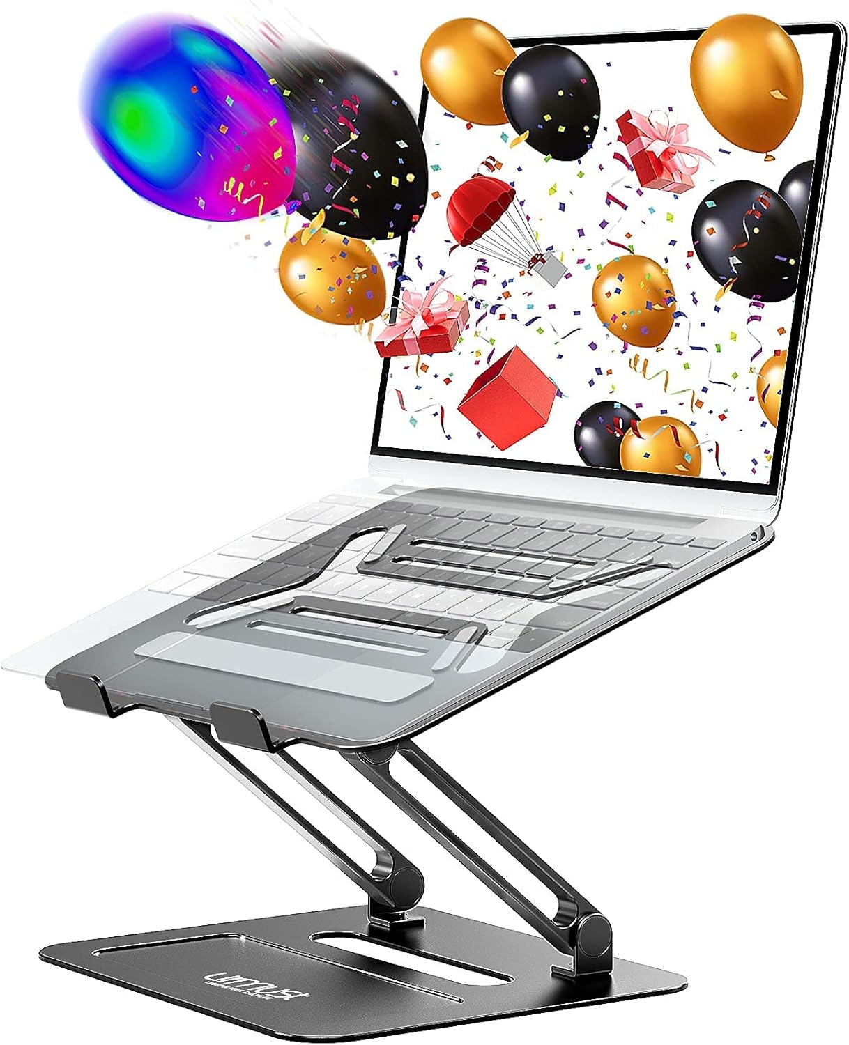 Urmust Adjustable Laptop Stand for Desk Black + Silver 2 pcs a bundle