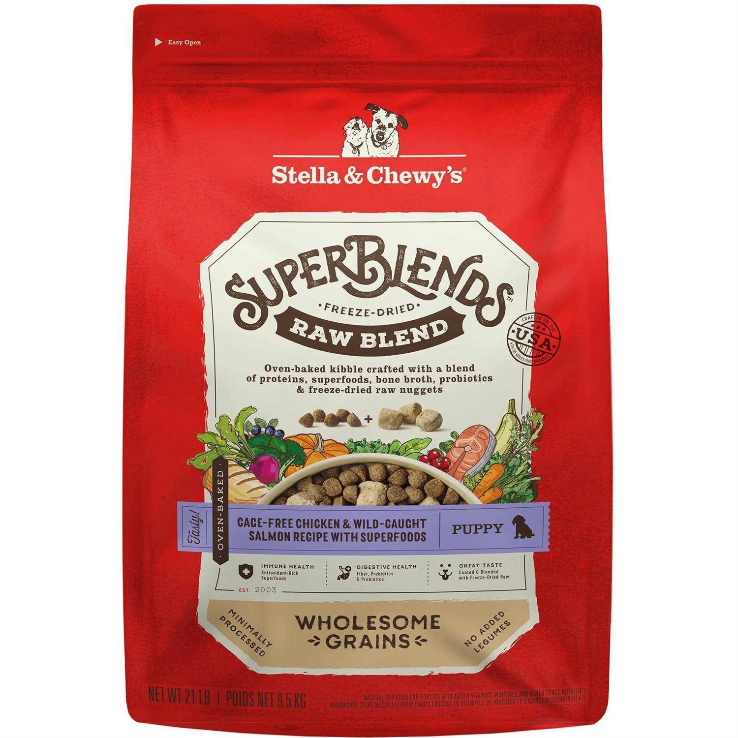 Stella & Chewy's SuperBlends Raw Wholesome Grains Puppy Cage Free Chicken & Wild Caught Salmon Recipe with Superfoods - Pet Supplies online store