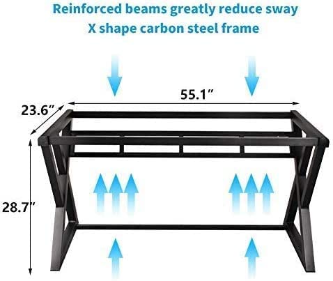 SAMERY Computer Desk & Gaming Desk, Home Office Desks 55.1 Inch- Modern Simple Writing Study White Glass Computer Desk Space-Saving Multipurpose Workstation with Metal Frame…