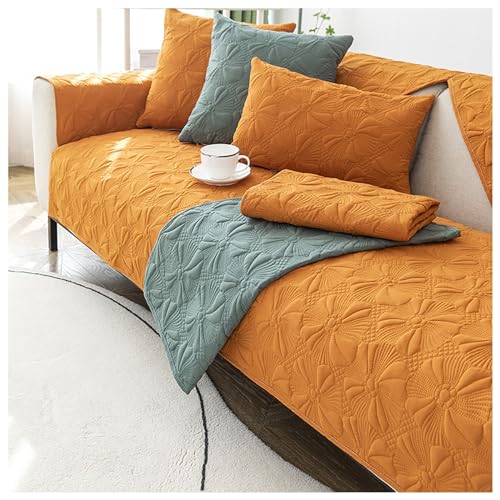 Cotton Linen Quilt Floral Pattern Sofa Cover, Simple Soft Sectional Couch Cushion Covers, Non-Slip Sofa Slipcover for Dogs Cats(B,110x240cm)