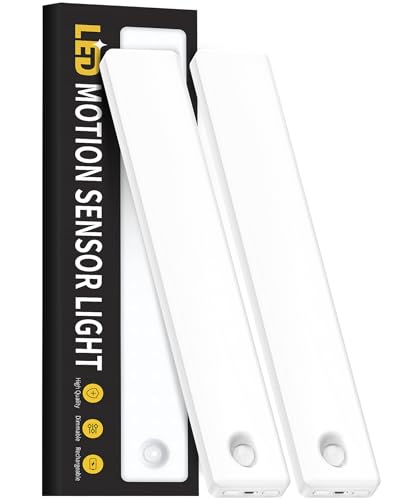 Under Cabinet Lighting Wireless, Motion Sensor Light Indoor, Rechargeable Closet Lights Battery Operated, LED Lights for Bedroom, Under Counter Lights for Kitchen White Color