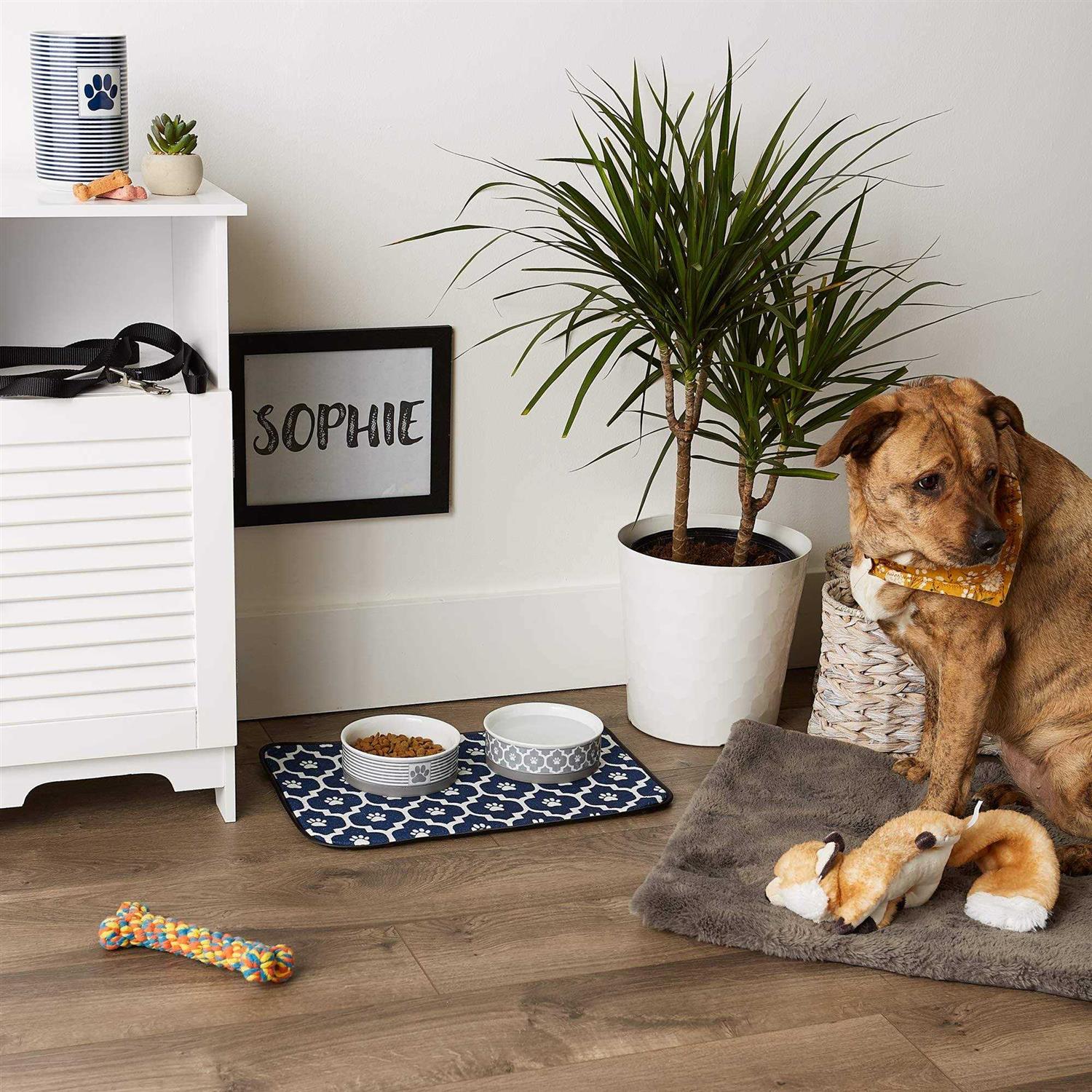 Bone Dry and Off White Lattice Paw Pet Mat - Pet Supplies online store