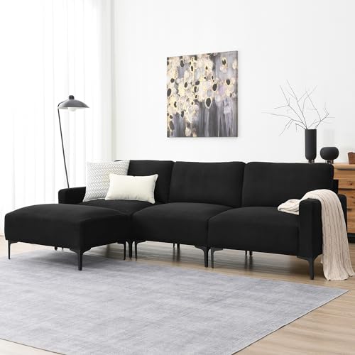 U-shaped Chaise Lounge,Fabric Sectional Sofa 3 Pillows, 7-Seat Couches Modern Minimalist Furniture Set,for Living Room, Apartment, Office,Beige
