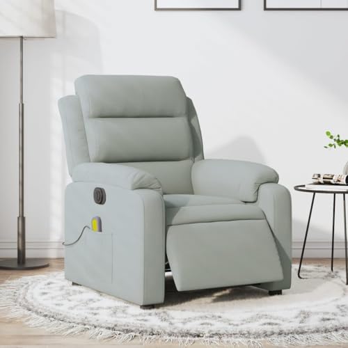 Electric Massage Recliner Chair Light Gray Velvet,Electric Massage Recliner Chair with 6Point, Massage and 135Degree Tilt Armchairs Recliner Sleeper Chairs for Living Room