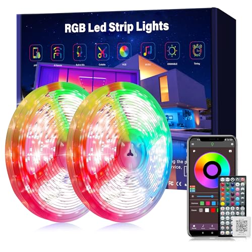 50 ft LED Lights for Bedroom Music Sync RGB LED Strip Lights with APP & Remote Control LED Lights for Room Home Party Christmas Wall Decor