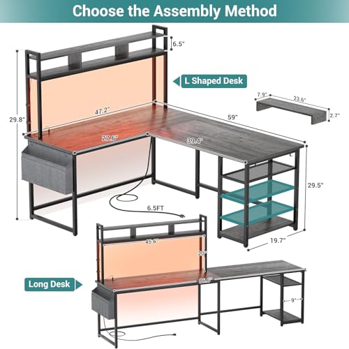 Aheaplus L Shaped Gaming Desk, 59