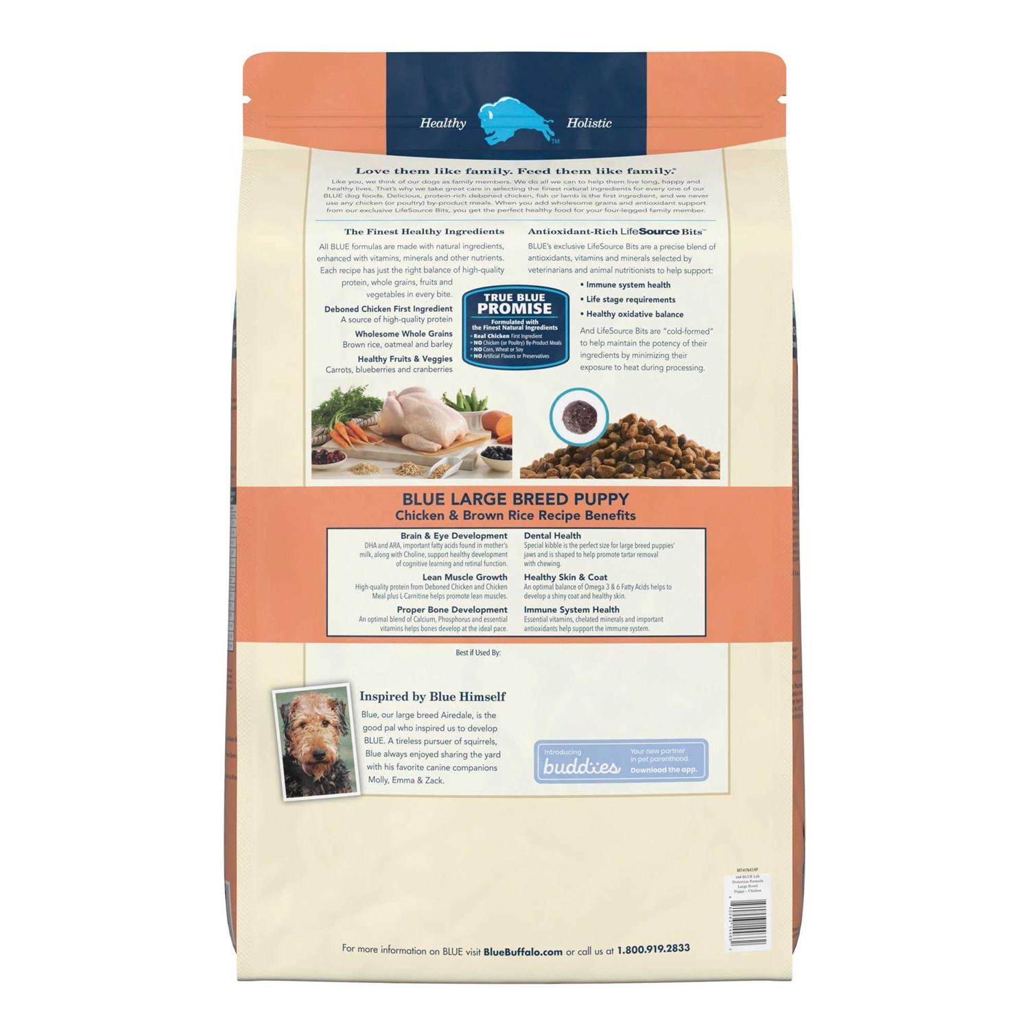 Blue Buffalo Life Protection Formula Large Breed Puppy Chicken & Brown Rice Recipe Dry Dog Food - Pet Supplies online store