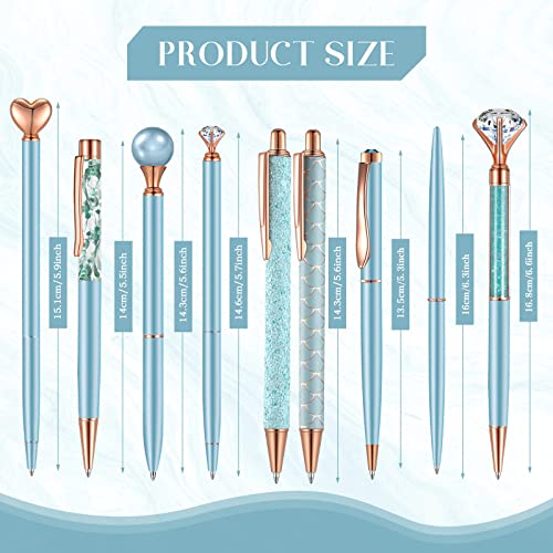 9 Pcs Ballpoint Pens Set Metal Crystal Diamond Pen Glitter Pens for Journaling, Writing, Gifts, Women, Girls, Christmas, Birthday, Office Desk, Dark Blue