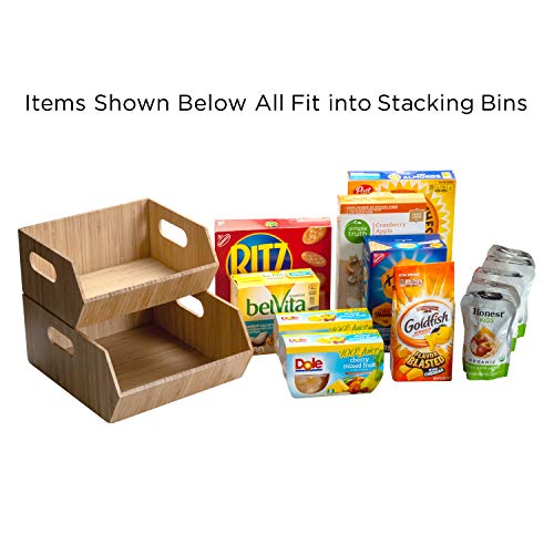 MobileVision Bamboo Storage Box, 14”x11”x 6.5”, Durable Bin w/ Handles, Stackable - For Toys Bedding Clothes Baby Essentials Arts & Crafts Closet & Office Shelf