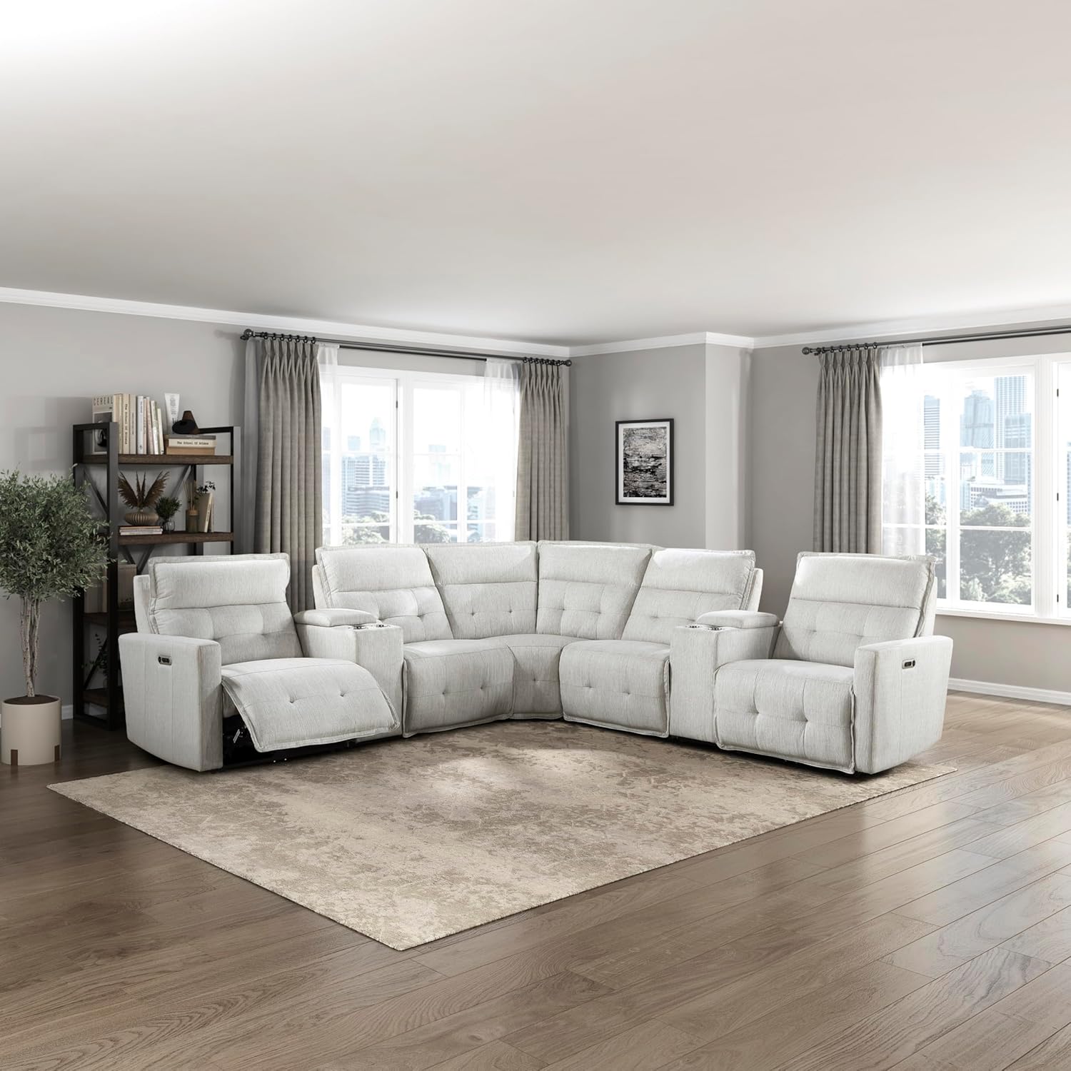 Lexicon Tirel 7-Piece Modular Power Reclining Sectional, White