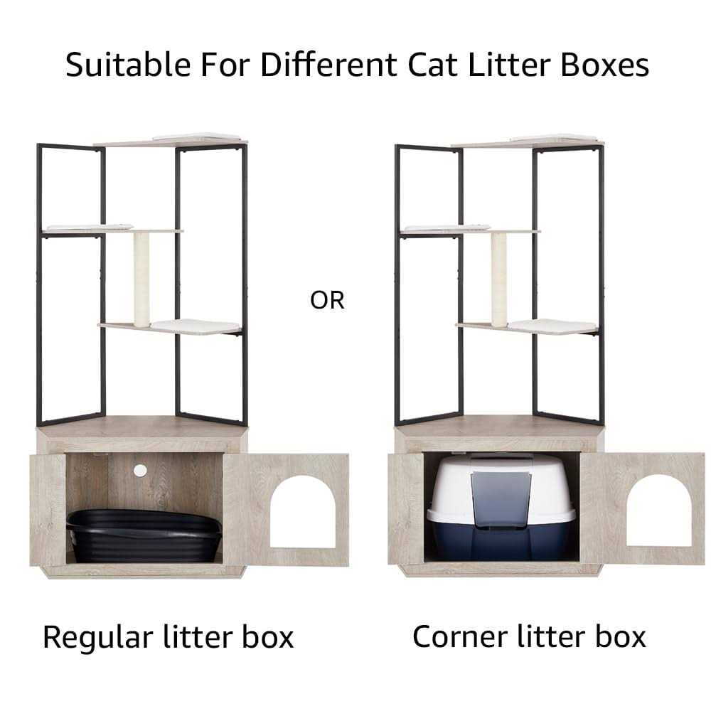 UniPaws Corner Box Enclosure with Cat Tree Tower Cat Litter - Pet Supplies online store