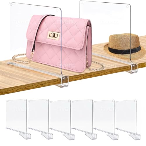 Shelf Dividers for Closet Organization- Clear Shelf Dividers for Closets-Acrylic Shelf Dividers- Closet Dividers for Shelves- Closet Shelf Divider for Bedroom-Kitchen-Office- Purse Divider