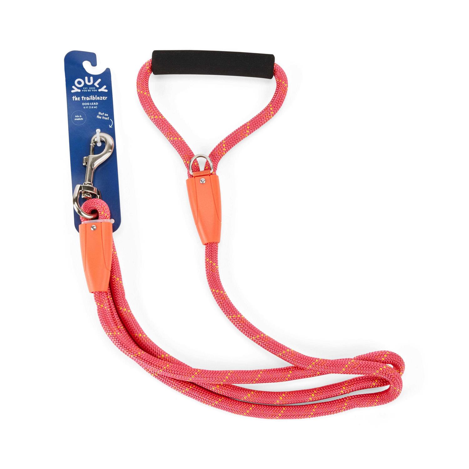 Youly Rope 6' Pink & Orange Dog Lead - Pet Supplies online store