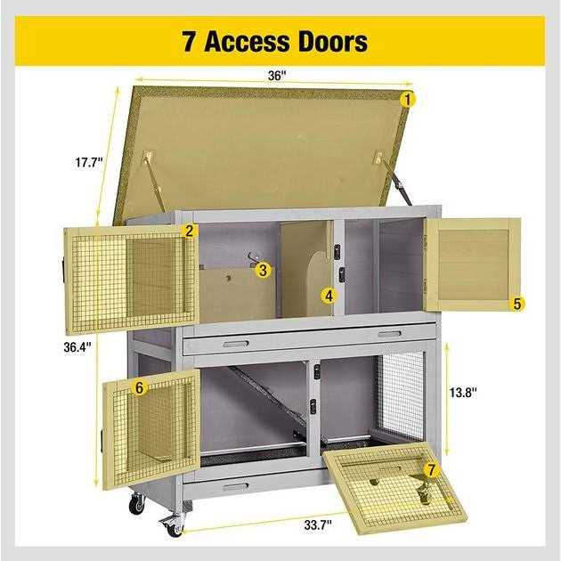 Aivituvin Outdoor Indoor Bunny Hutch with Wheels AIR77 - Pet Supplies online store
