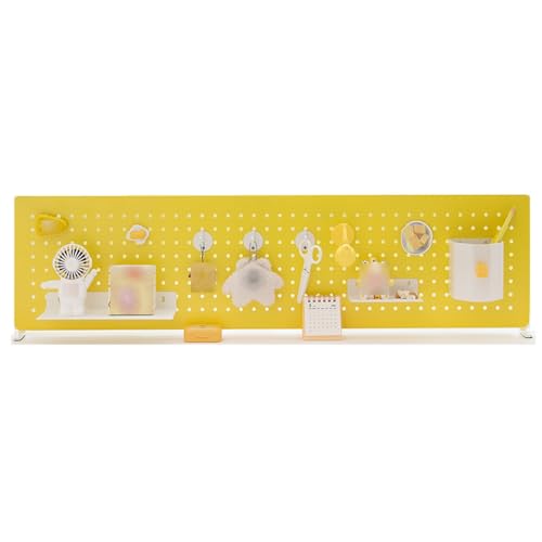 Clamp-on Desk Pegboard, Freestanding Magnetic Peg Board Divider, Table Privacy Panel Partitions, Office Workstation Accessory Organizer(Yellow,88x22cm)