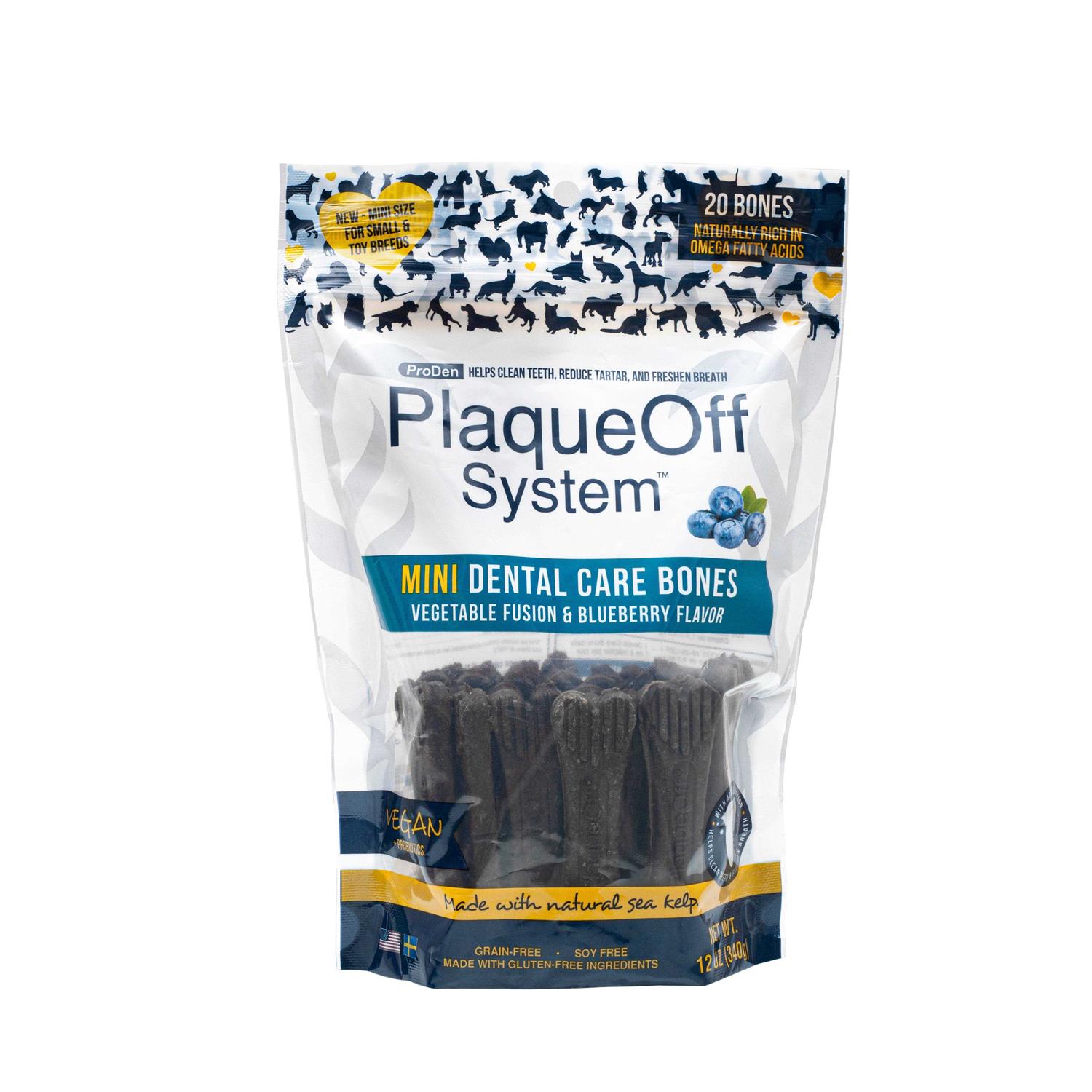 ProDen PlaqueOff Mini Dental Bones Vegetable Fusion & Blueberry - Pet Supplies online store