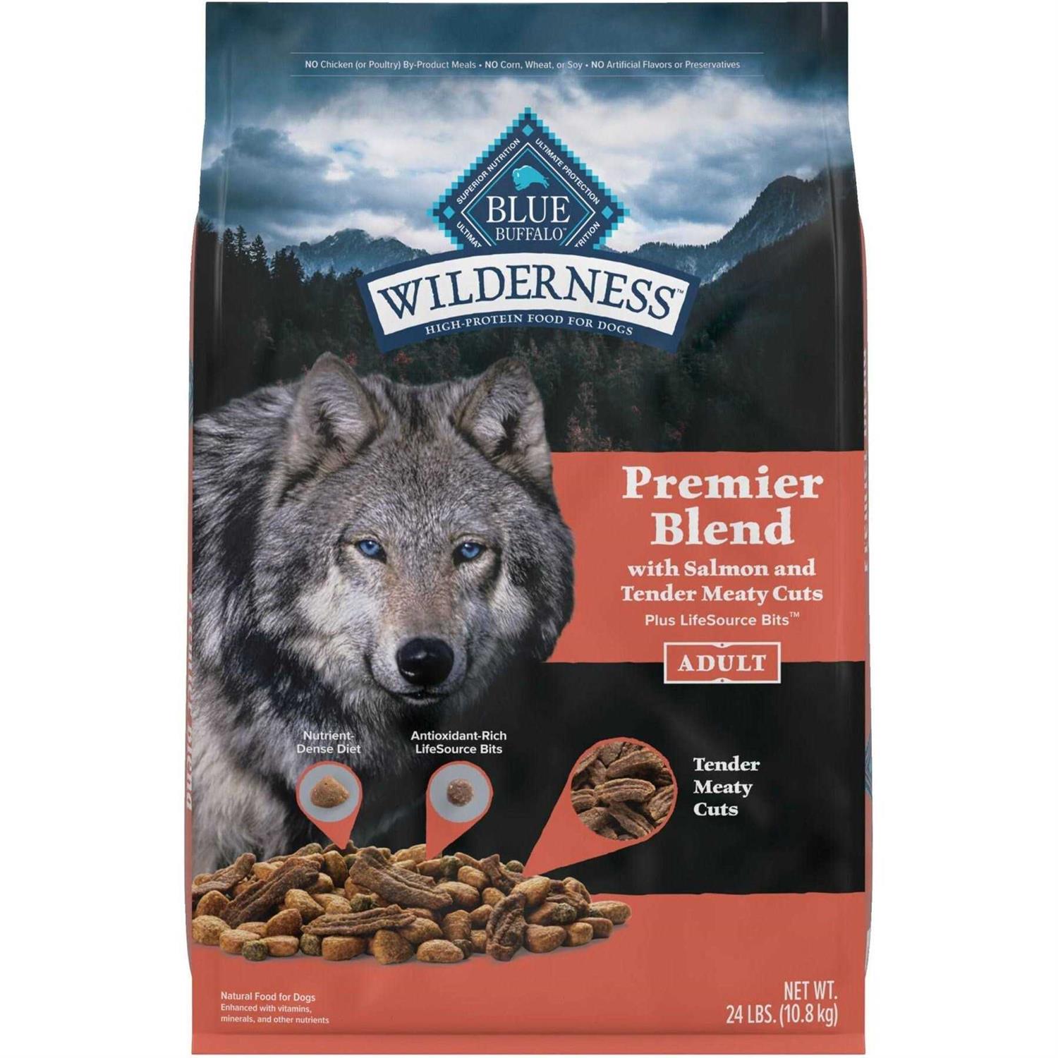 Blue Buffalo Wilderness Premier Blend Adult Natural Meaty Cuts Salmon Dry Dog Food - Pet Supplies online store