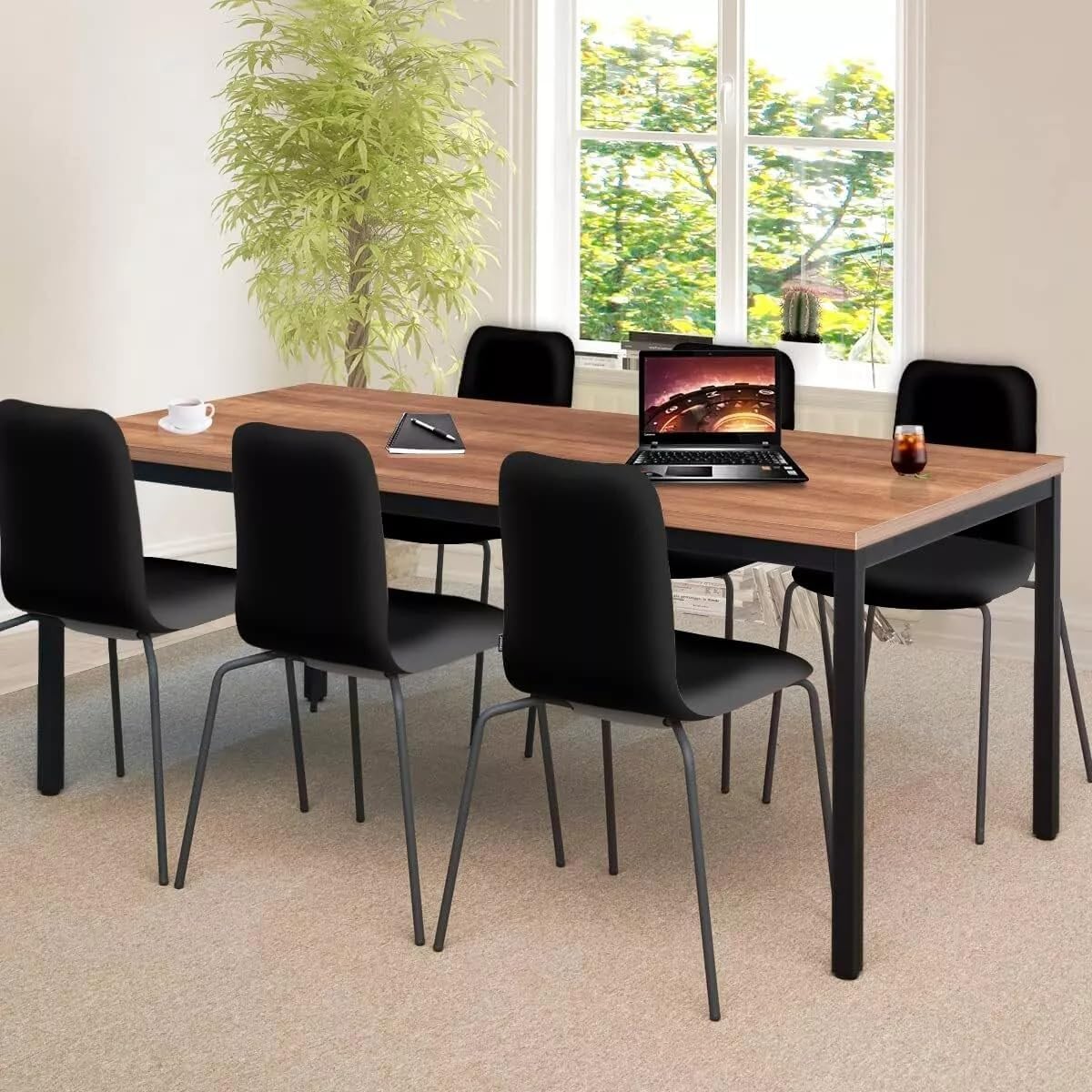 VcJta Sturdy Office Desk 36-72 inch Dining Table Writing Workstation Natural Wood - Home Office Furniture